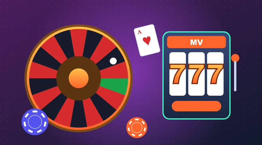 Koło ruletki, karta i automat – stoły casino mv